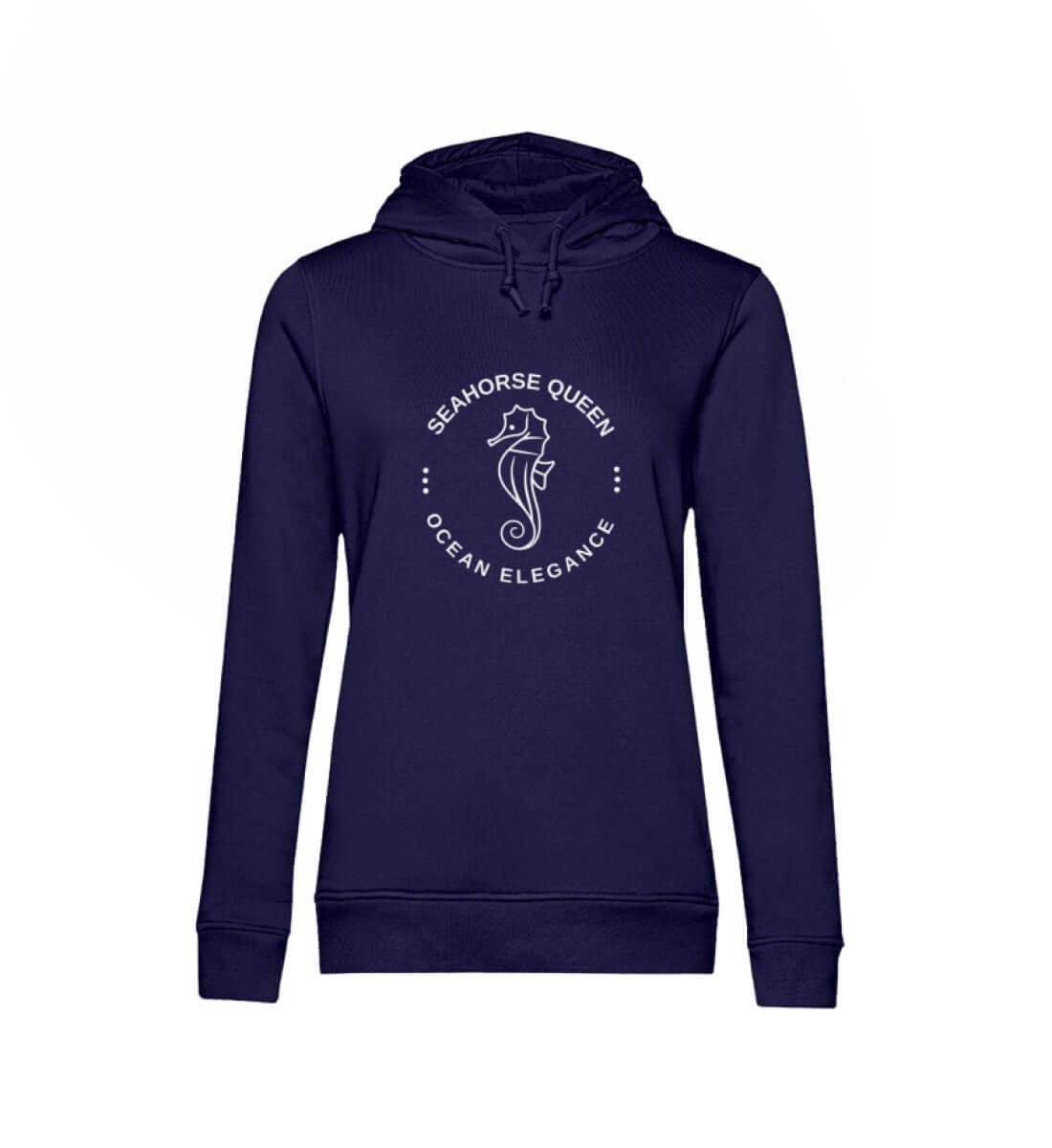 Maritime Kleidung SEAHORSE QUEEN - Damen Bio Hoodie Farbe: Navy