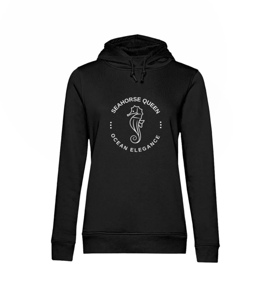 Maritime Kleidung SEAHORSE QUEEN - Damen Bio Hoodie Farbe: Black