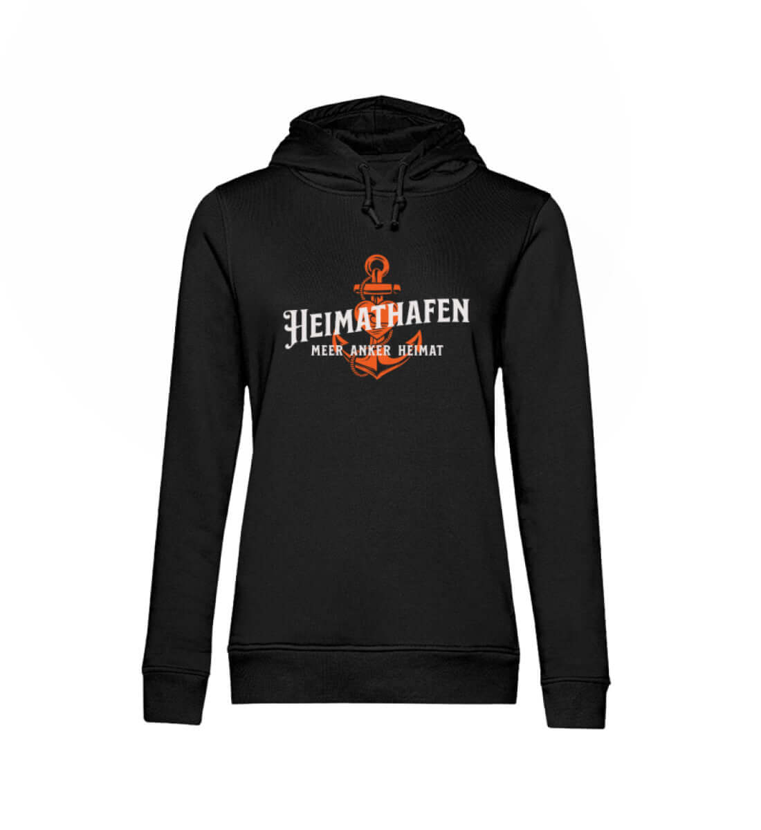 Maritime Mode Heimathafen Anker Heimat - Damen Bio Hoodie Farbe: Black