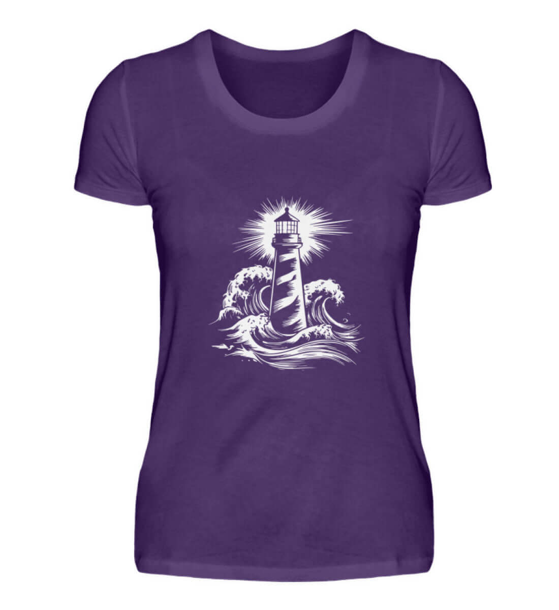 Maritime Kleidung Leuchtturm mit Wellen - Damen Premium T-Shirt lang Farbe: Urban Purple