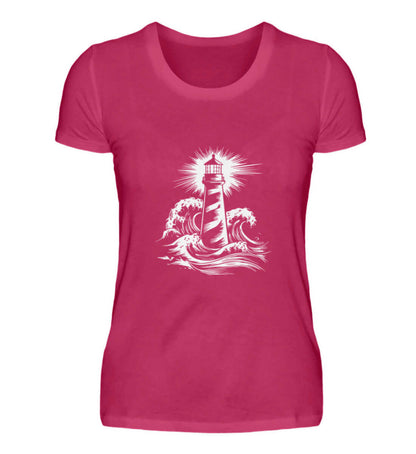 Maritime Kleidung Leuchtturm mit Wellen - Damen Premium T-Shirt lang Farbe: Sorbet