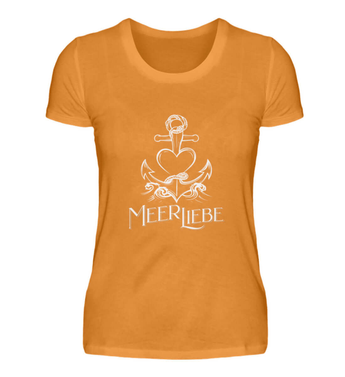 Maritime Kleidung MeerLiebe Groß - Damen Premium T-Shirt lang Farbe: Orange