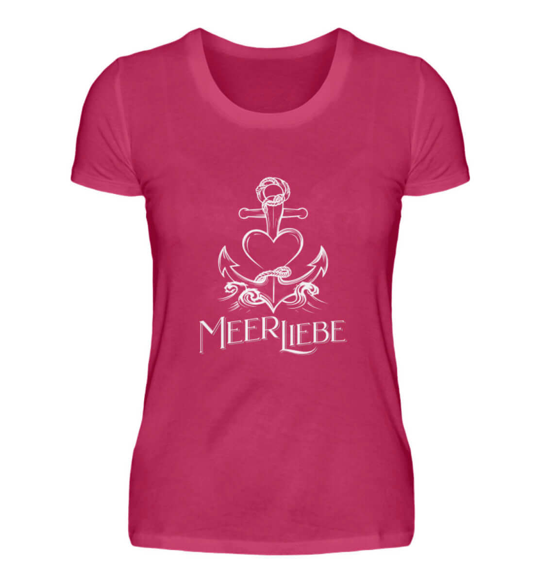 Maritime Kleidung MeerLiebe Groß - Damen Premium T-Shirt lang Farbe: Sorbet