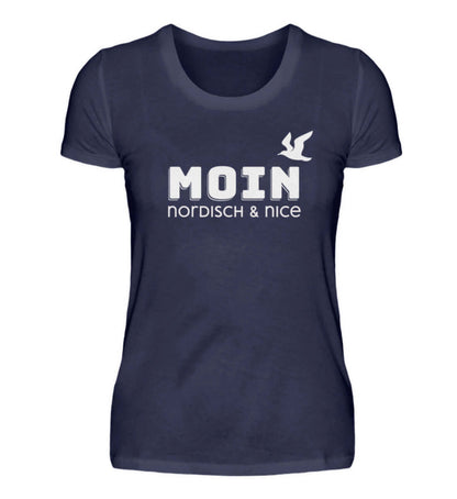 Maritime Mode Moin - nordisch & nice - Damen Premium T-Shirt lang Farbe: Navy