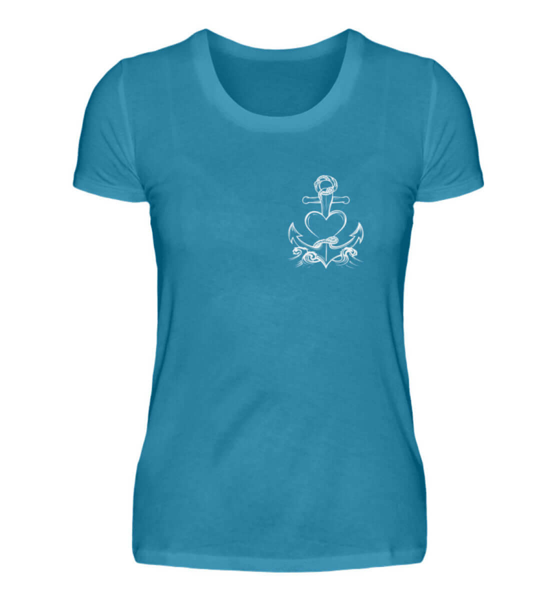 Maritime Kleidung Ankerherz - Damen Premium T-Shirt lang Farbe: Atoll