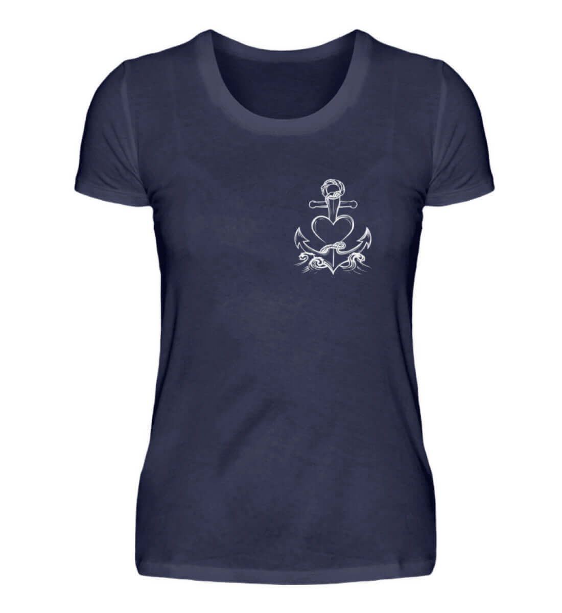 Maritime Kleidung Ankerherz - Damen Premium T-Shirt lang Farbe: Navy