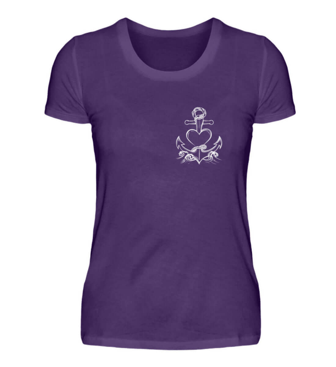 Maritime Kleidung Ankerherz - Damen Premium T-Shirt lang Farbe: Urban Purple