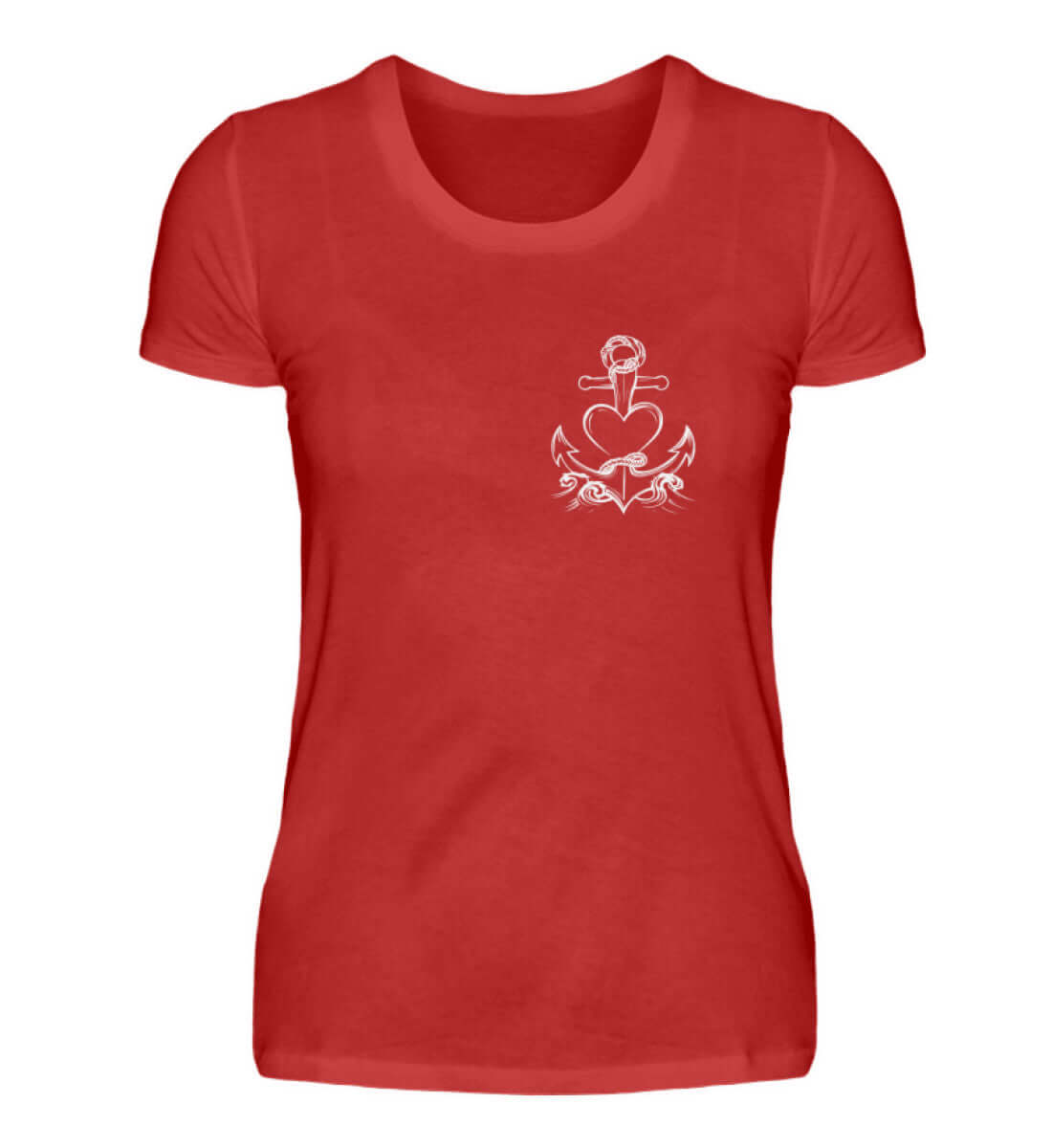 Maritime Kleidung Ankerherz - Damen Premium T-Shirt lang Farbe: Red