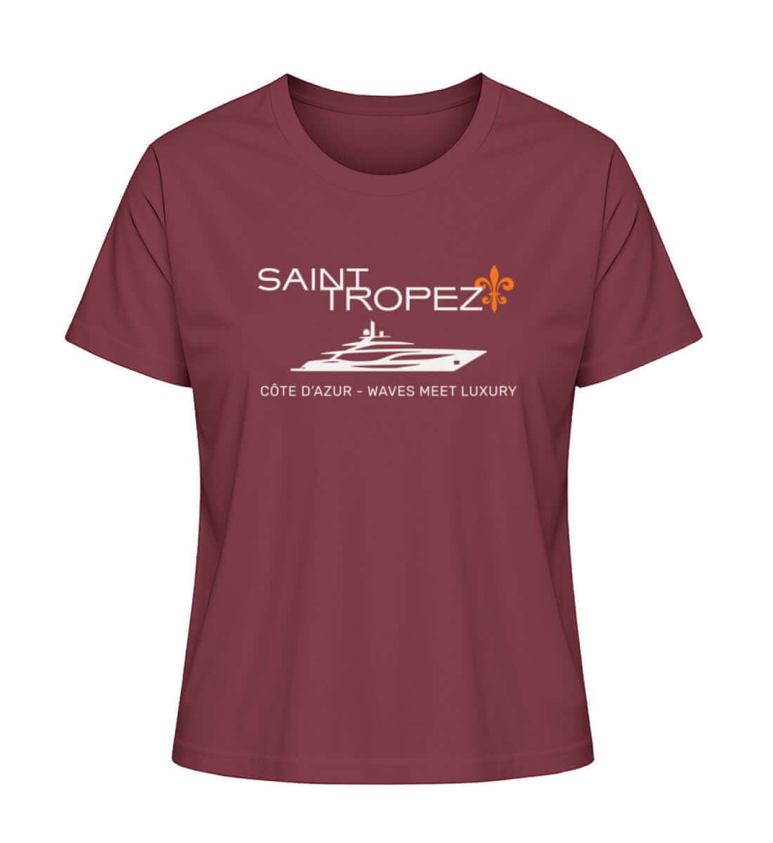 Maritime Mode Saint Tropez Luxury - Damen Premium Bio T-Shirt Farbe: Burgundy