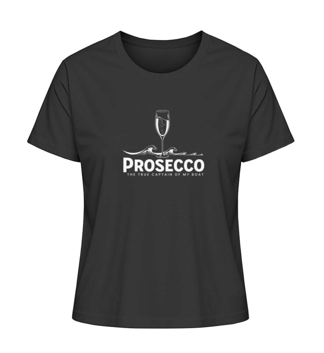 Maritime Kleidung Prosecco - Captain - Damen Premium Bio Shirt Farbe: Black