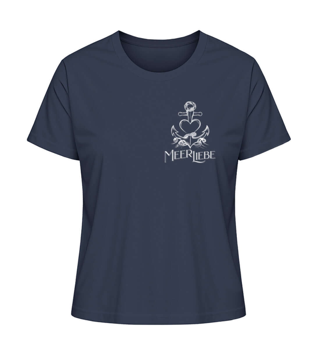 Maritime Kleidung MeerLiebe kleines Motiv - Damen Premium Bio T-Shirt Farbe: French Navy