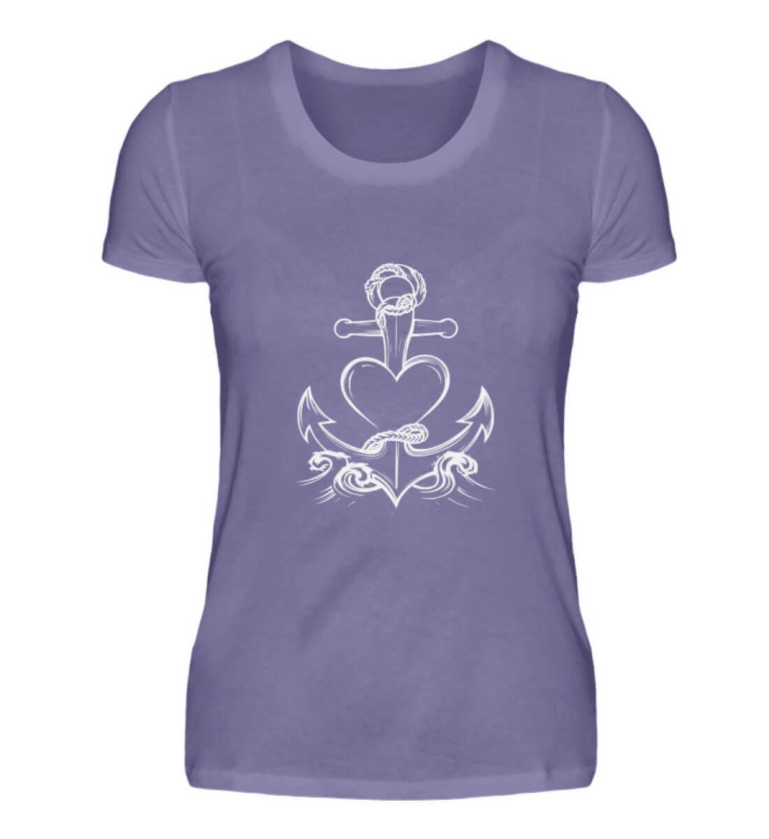 Maritime Kleidung AnkerLiebe - Damen Premium T-Shirt lang Farbe: Millennial Lilac