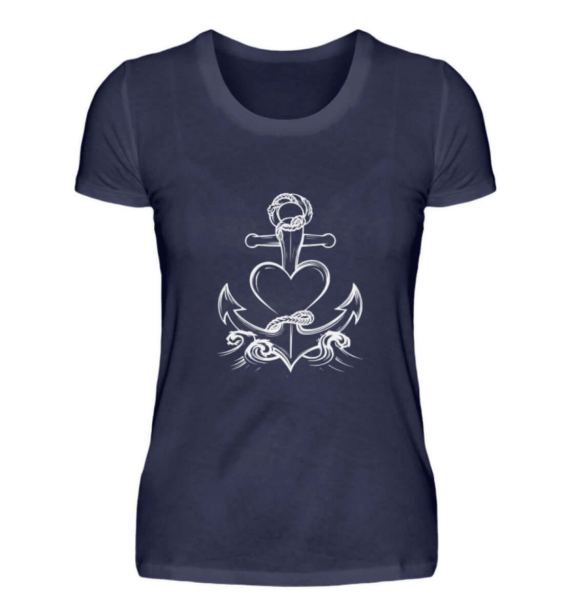 Maritime Kleidung AnkerLiebe - Damen Premium T-Shirt lang Farbe: Navy