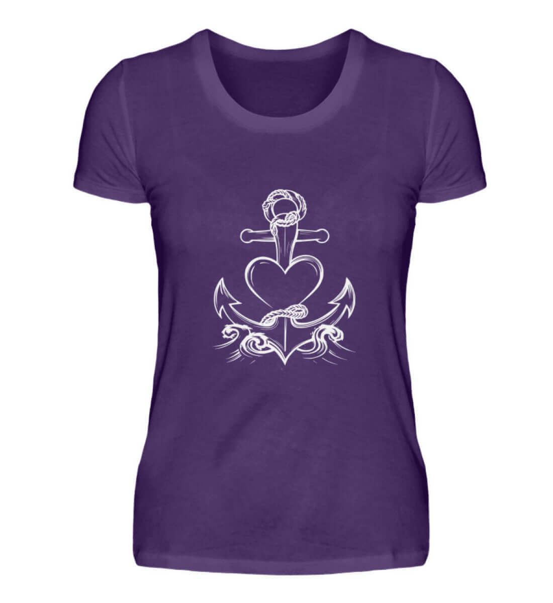 Maritime Kleidung AnkerLiebe - Damen Premium T-Shirt lang Farbe: Urban Purple