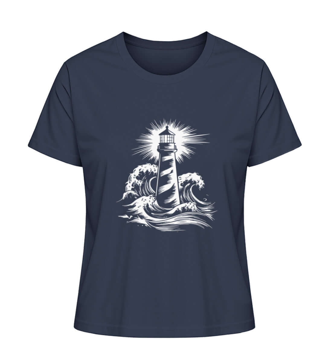 Maritime Kleidung Leuchtturm Groß - Damen Premium Bio T-Shirt Farbe: French Navy