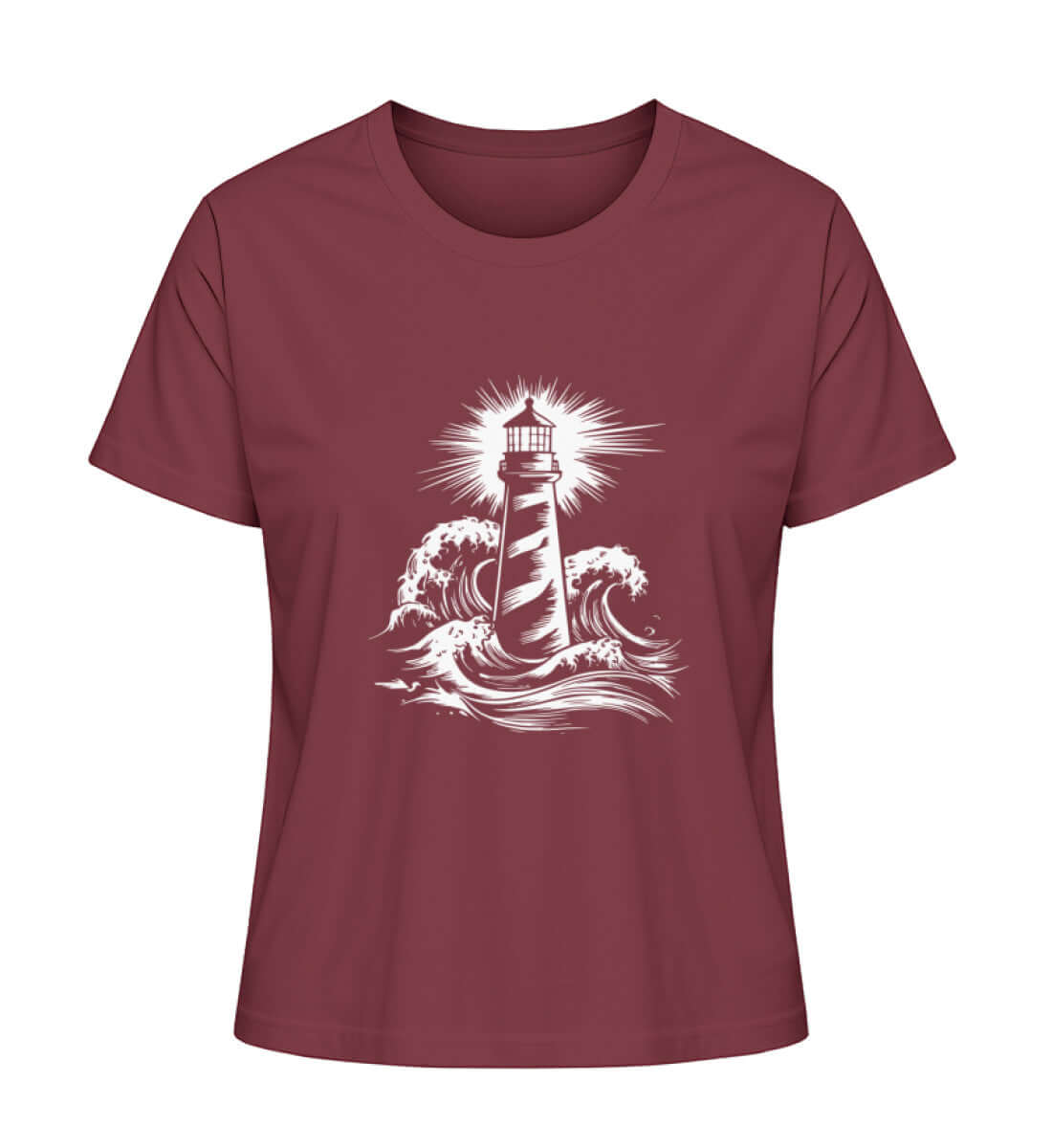 Maritime Kleidung Leuchtturm Groß - Damen Premium Bio T-Shirt Farbe: Burgundy