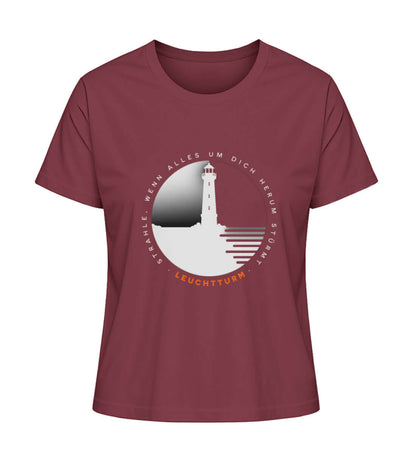 Maritime Kleidung Leuchtturm Leuchte wenn alles stürmt - Damen Premium Bio T-Shirt Farbe: Burgundy