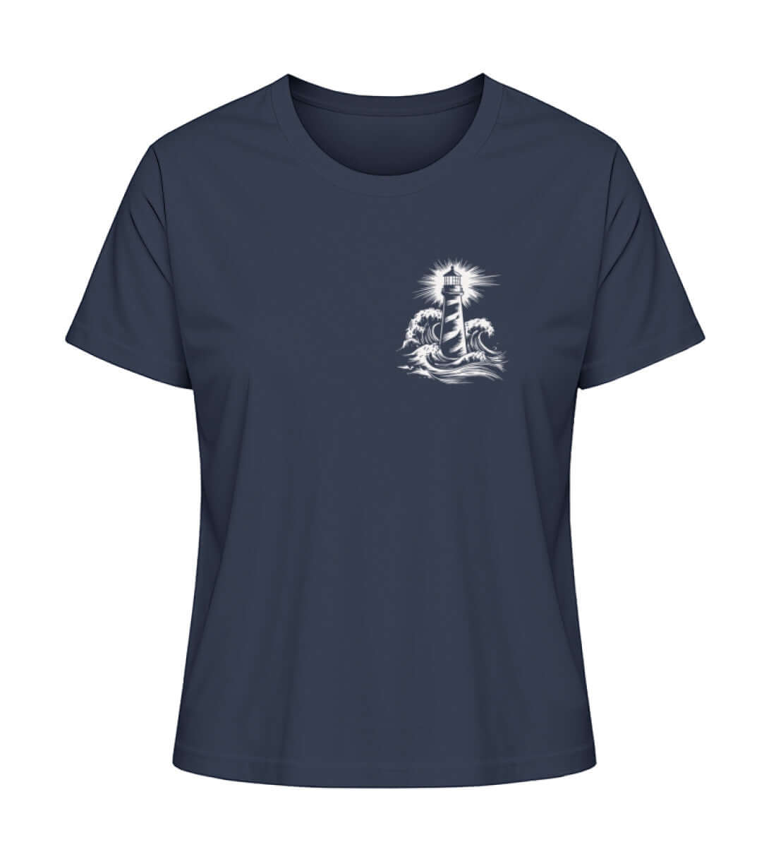 Maritime Kleidung Leuchtturm klein - Damen Premium Bio T-Shirt Farbe: French Navy