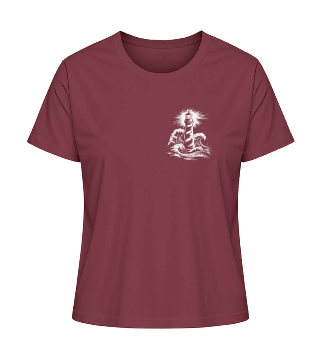 Maritime Kleidung Leuchtturm klein - Damen Premium Bio T-Shirt Farbe: Burgundy