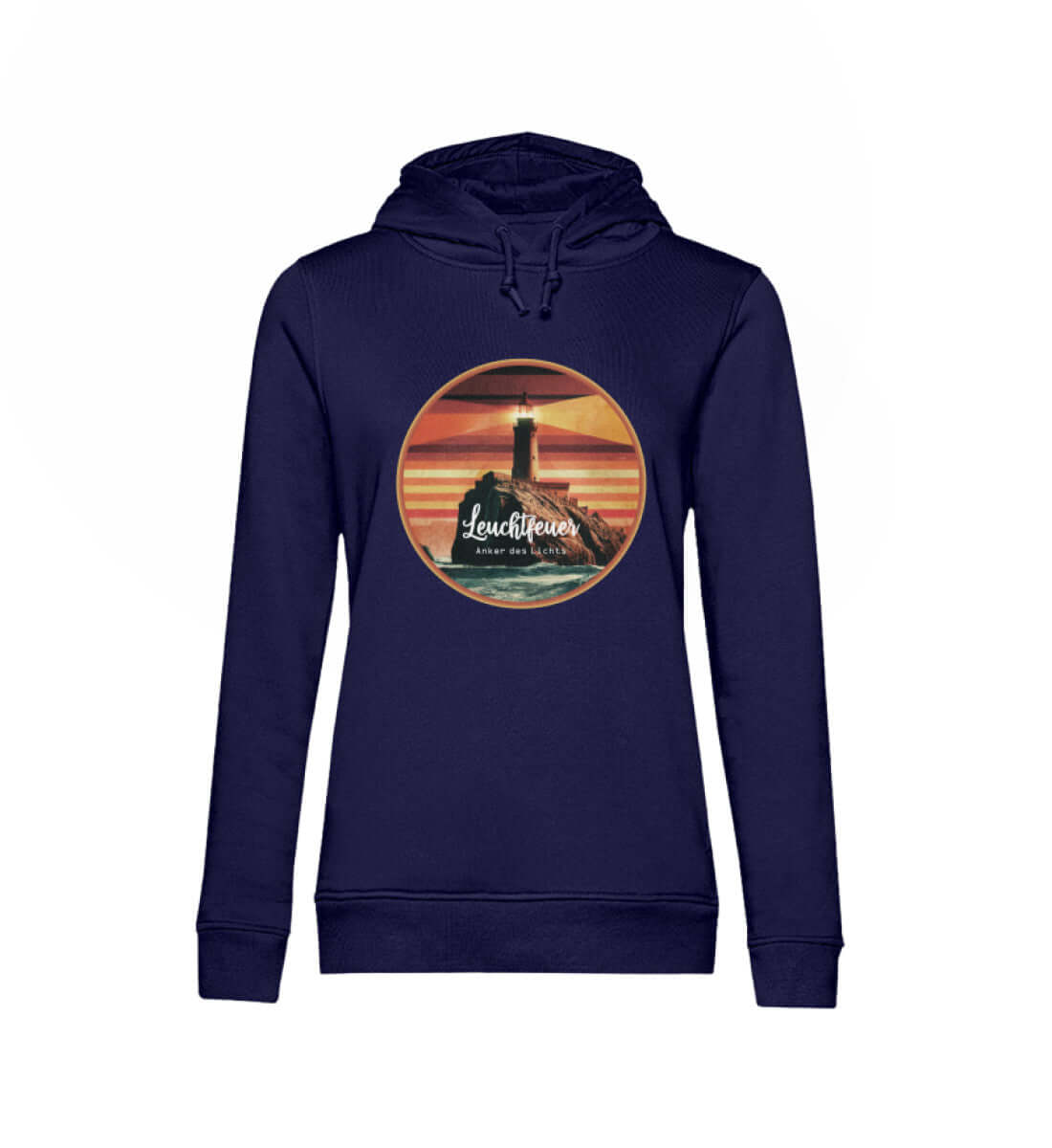 Maritime Kleidung Leuchtfeuer - Damen Bio Hoodie Farbe: Navy