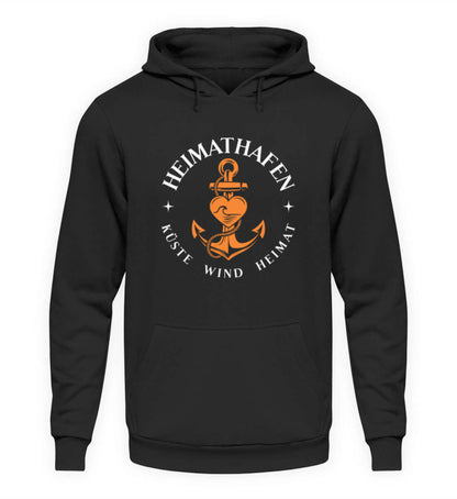 Maritime Mode Heimathafen Ankerherz - Basic Unisex Hoodie Farbe: Deep Black