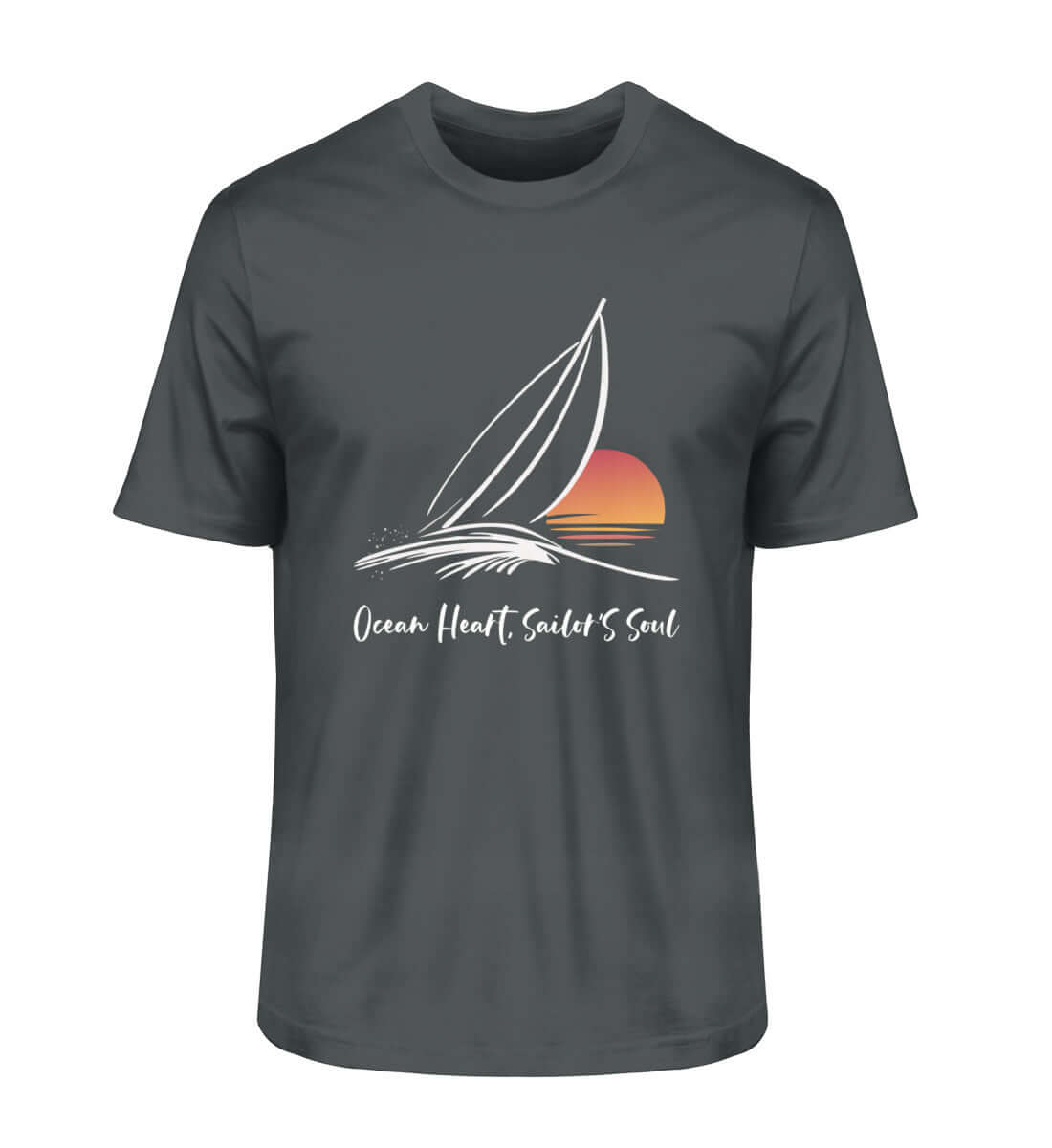 Ocean Heart - Herren Premium Bio Shirt Sailors Soul - in der Farbe: India Ink Grey für Segelfans