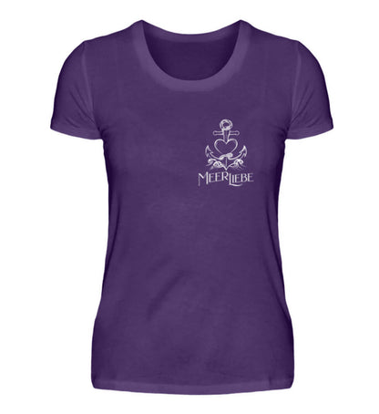 Maritime Kleidung MeerLiebe - Damen Premium T-Shirt lang dunkel Farbe: Urban Purple