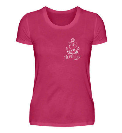 Maritime Kleidung MeerLiebe - Damen Premium T-Shirt lang dunkel Farbe: Sorbet