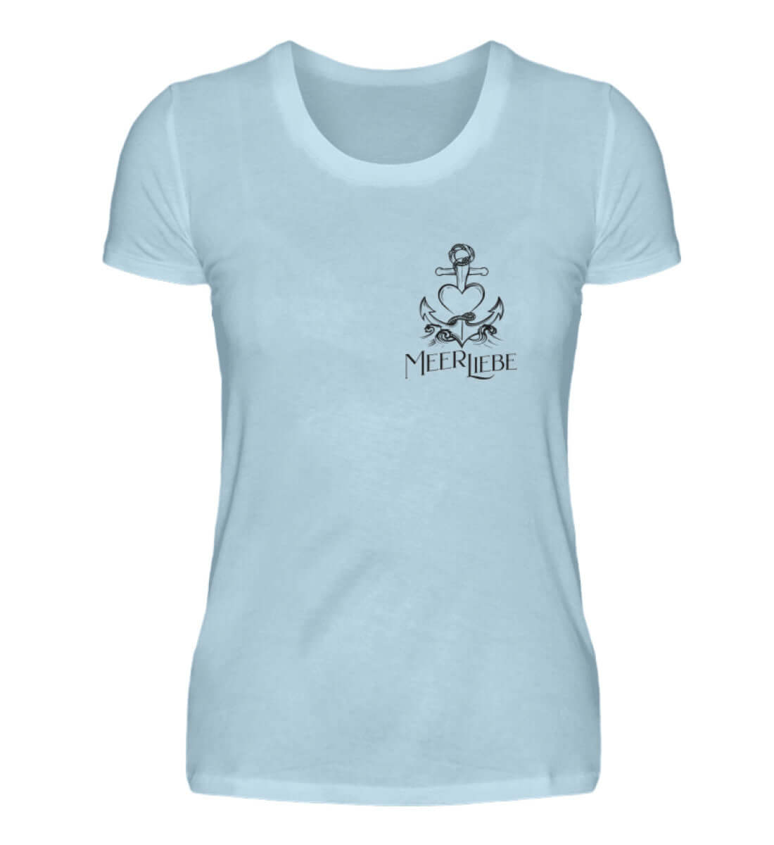 Maritime Kleidung MeerLiebe Klein - Damen Premium T-Shirt lang Farbe: Sky Blue