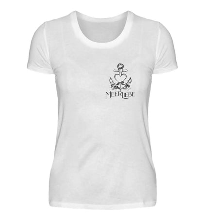 Maritime Kleidung MeerLiebe Klein - Damen Premium T-Shirt lang Farbe: White