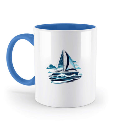 Maritime Tasse - Geschenkidee - Segelboot Motiv - Zweifarbige Tasse