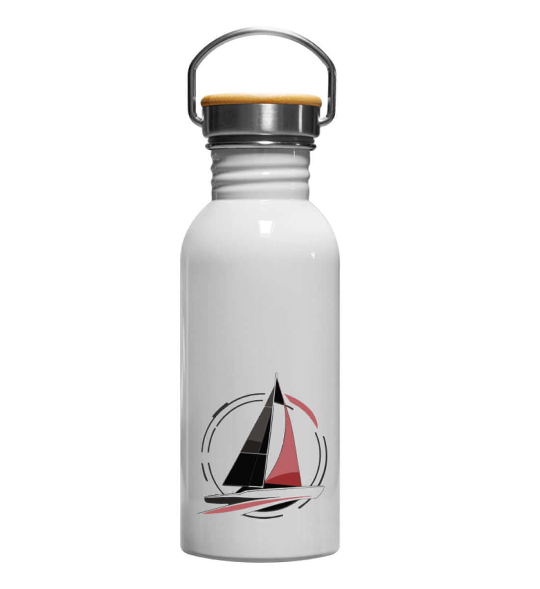 Motiv Segelschiff farbig - Edelstahl Trinkflasche Farbe: White