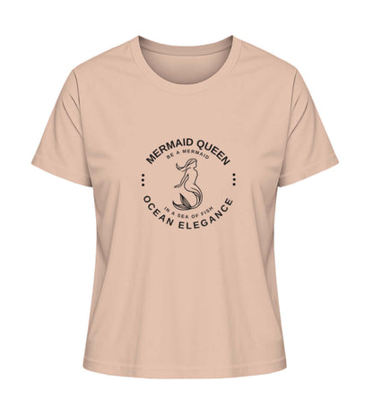 Mermaid Queen - modisches maritimes Damen T-Shirt Farbe: Fraiche Peche mit für echte Meerjungfrauen Fans