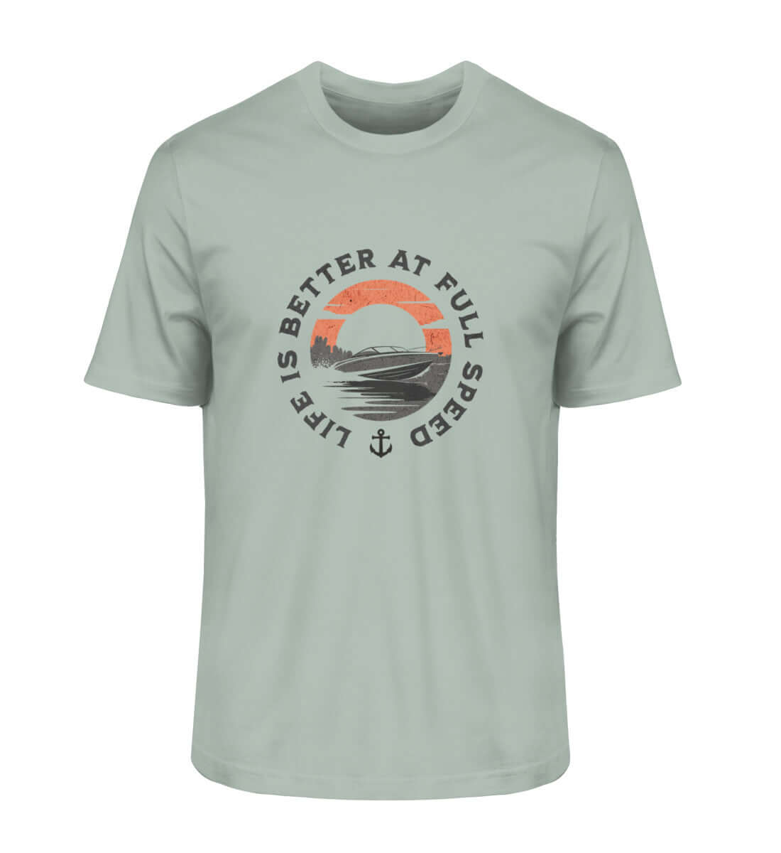 Motorboot "Life is better" - maritimes Herren Premium Bio Shirt Farbe: Aloe für echte Motorbootfans