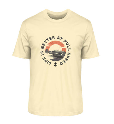 Motorboot "Life is better" - maritimes Herren Premium Bio Shirt Farbe: Natural Raw für echte Motorbootfans