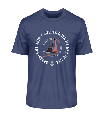 Maritime Mode Sailing Lifestyle - Herren Premium Bio T-Shirt in Farbe: French Navy Segelmotiv für Segelenthusiasten