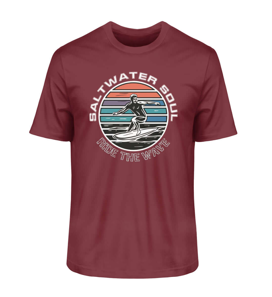  Surfer Saltwater Soul - Herren Premium maritimes Bio T-Shirt weinrot