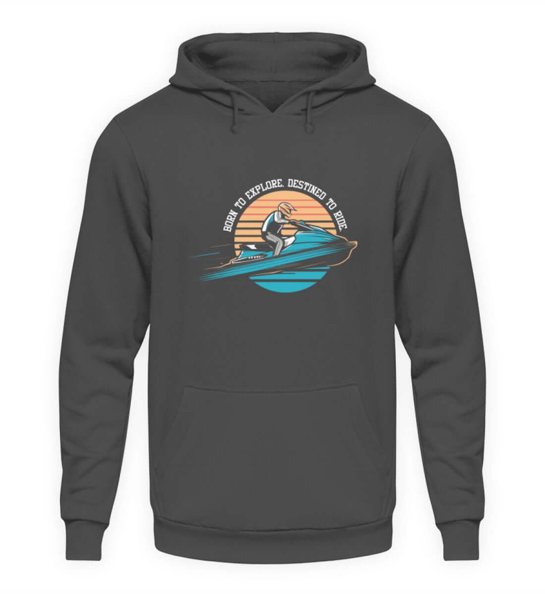 maritime Kleidung JetSki - Born to Ride - Basic Unisex Hoodie Farbe: Steel Grey (Solid)